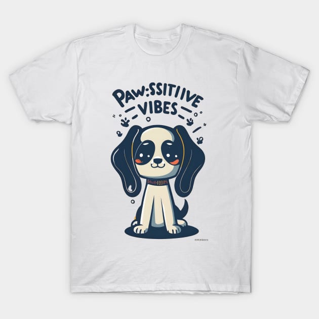 Paws-itive Vibes Animal Pun T-Shirt by zachlart